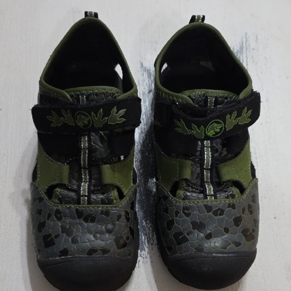Jurrassic World Boys Closed Toe Sandals Hook Loop Dinosaurs Light‎ Up Sz 1 WORKS